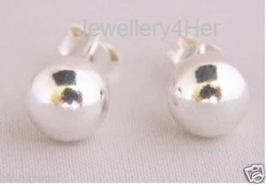 925 Sterling Silver 10mm Large Plain Round Bead Ball Stud Earrings X'mas GIFTBOX - Picture 1 of 4