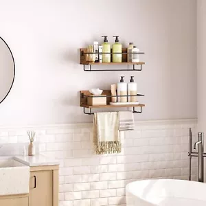 HOOBRO Estante de Vino Montado en la Pared Paquete de 2 Estantes de Vino Colgantes Estantes de Pared Flotantes - Imagen 1 de 9