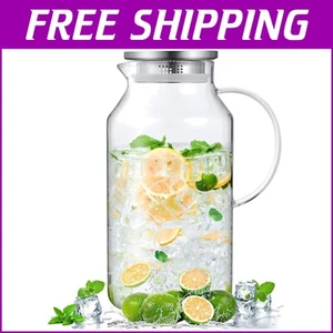 Modern 1 Gallon Iced Tea Pitcher – Durable Borosilicate Glass with Strainer Lid - Picture 1 of 9