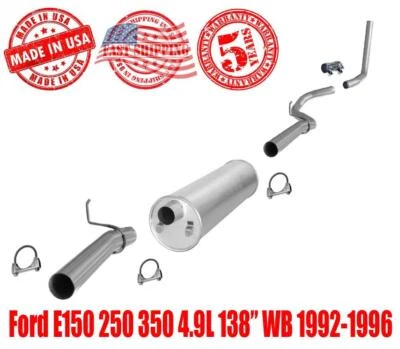 Sistema de escape de tubo de escape silenciador para Ford E150 250 350 4,9 L 138" WB 1992-1996 Foto 1 de 4