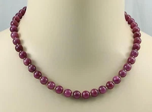 Cadena rubí rojo rubí redondo como bola collar para mujer 45,5 cm de largo 270 quilates - Imagen 1 de 2
