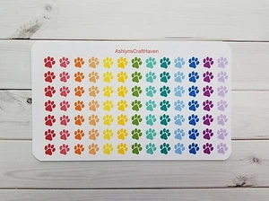 91 Regenbogen Pfotenabdruck Planer Aufkleber - perfekt für jeden Planer - Erin Condren - Bild 1 von 2