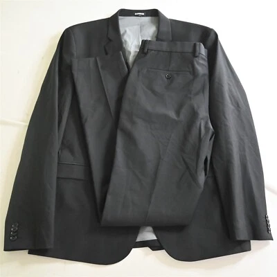 Express 46L 34x36 Negro Extra Slim Elastizado Lana Hombre Chaqueta Pantalones Traje Foto 1 de 4