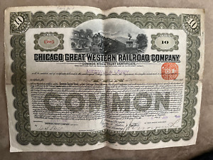 Chicago Great Western Railroad stock certificate 1910 J P Morgan Voting Trustee