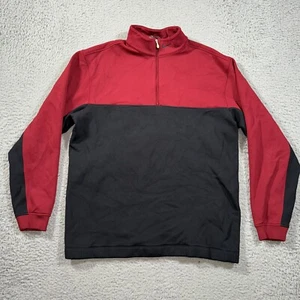 Nike Golf Pullover Men M Black Red NikeFit Therma 1/4 Zip Long Sleeve Fleece - Picture 1 of 13