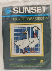 NEW Sunset Geese Cross Stitch Kit 5x5" #940  by Connie Blyler Country Farm - Picture 1 of 4