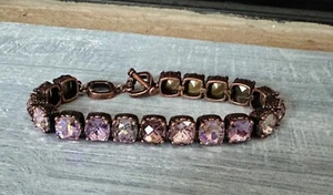 New Park Lane ROSE’ Baby Signature Pink Antique Rose Goldtone Tennis CZ Bracelet - Picture 1 of 4