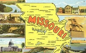Missouri Map Show Me State Scenes 1945 Postcard - Picture 1 of 2