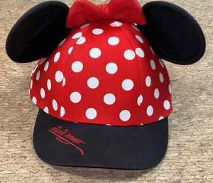 Disneyland Parks Minnie Mouse Polka Dot Youth Cap Hat Ears & Red Bow Authentic - Picture 1 of 9