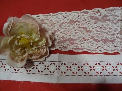 LOT DENTELLES ANCIENNES +CALAIS ET BRODERIE ANGLAISE  BLANC - Photo 1/4