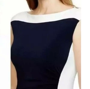RALPH LAUREN RALPH Women's Bodice Midi Dress Navy Blue/White Size 14 $134 - Foto 1 di 4