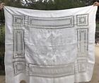 Antique Magnificent Detailed Hand Embroidered Tablecloth Dragons( 78”by 60”)
