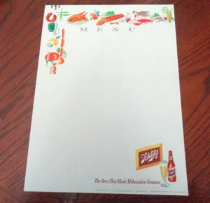 Schlitz Beer Menu Sheet - Picture 1 of 1