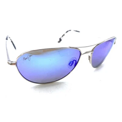 Gafas de sol Maui Jim plateadas de metal aviador lentes azules diseñador hombres mujeres Foto 1 de 4