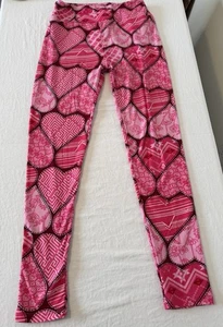 LuLaRoe Valentine's Day Leggings Red & Pink Hearts Cute One Size - Picture 1 of 4