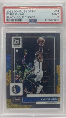 Donruss Optic Choice 2022-23 negro dorado #31 Kyrie Irving #6/8 PSA 9 MAVS SP SSP Foto 1 de 2