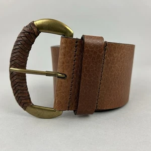 Cintura abito Marks Spencer pelle marrone Y2K fibbia larga taglia M lunghezza 43" - Foto 1 di 14