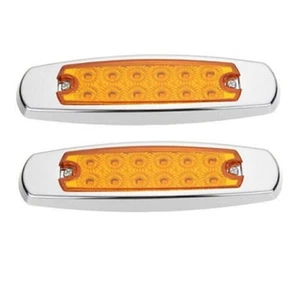 2pcs 12LED Amber Sealed Side Marker Clearance Light Lamp Fish Shape Trailer - Picture 1 of 3