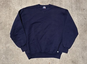 Vintage 90s Russell Athletic Blank Sweatshirt L Made in USA Herren Blau Navy - Bild 1 von 5