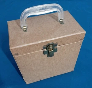 Vintage tan/brown Amfile Platter-pak No. 700 Case 7" 45 RPM RECORD CARRY CASE - Bild 1 von 9