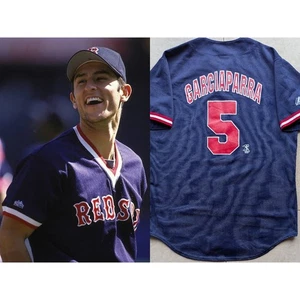Nomar GARCIAPARRA #5 Boston Red Sox 90s Majestic BP jersey M navy MLB vintage - Picture 1 of 14