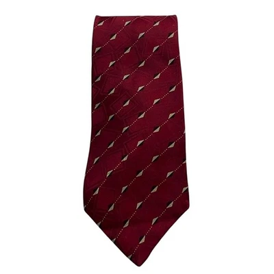 Prendas para el cuello con corbata 100 % seda italiana estampado de diamantes rojos hechas en EE. UU. Foto 1 de 4