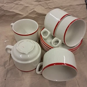 Bridgwood Sampsonite, 5x Vintage Cups & Saucers, Vitrified Hotel Ware - Picture 1 of 12