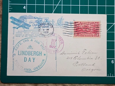 1927 Lindbergh Day Portland OR Cachet Cover 2¢ Burgoyne at Saratoga Scott 644 - Image 1 of 4