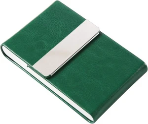 JuneLsy Business Card Holder Case - Professional PU Leather S-Dark green  - Picture 1 of 7