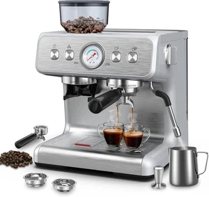 Espressomaschine mit integriertem Mahlwerk, Profi 15 Bar Espressomaschine mit... - Bild 1 von 6