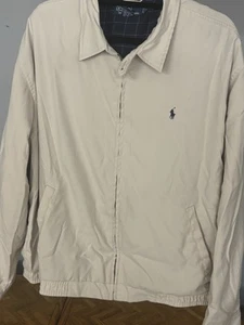 Polo Ralph Lauren Jacket Cotton Harrington Full Zip Tan Khaki Vintage X-Large - Picture 1 of 18