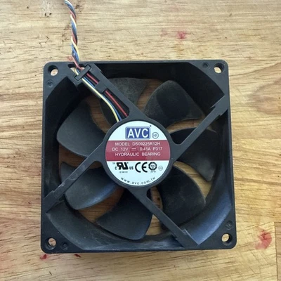 AVC 12V Case Cooling Fan Model DS09225R12H   Dell  4- Pin  Plug Used  & Tested! - Image 1 of 2