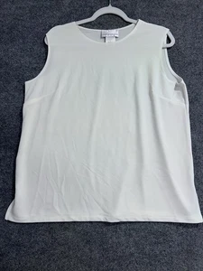 Susan Graver Style Shell Top L Ivory Nylon Spandex Minimalist - Picture 1 of 8