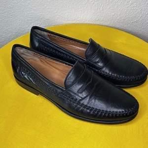 Salvatore Ferragamo Shoes Men's 8.5 D Black Leather Slip On Penny Loafers - Picture 1 of 16