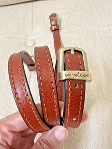 Gianni Conti Genuine Brown Leather Replacement Shoulder Crossbody Strap Brass - Picture 1 of 8