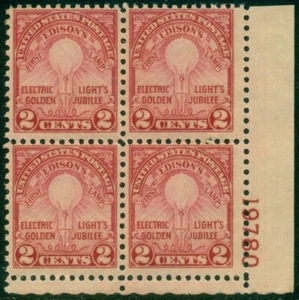 SCOTT # 655 EDISON PLATE BLOCK OF 4, MINT, OG, NH, GREAT PRICE! - Picture 1 of 1