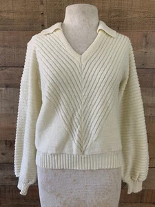 Suéter Texturizado Cuello en V Acrílico Vintage Años 70 Pequeño - Imagen 1 de 9