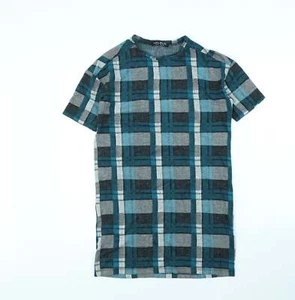 Select Womens Green Check Cotton Blend T-Shirt Dress Size 6 Snap - Picture 1 of 12