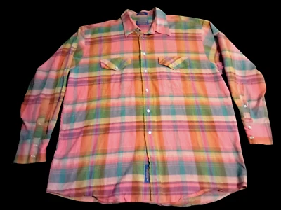 De colección. Pendleton Camisa de Algodón a Cuadros a Presión Perla Western Wear Rosa Hombres LG Foto 1 de 4