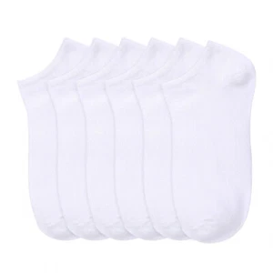6 Pairs Men Women No Show Spandex Nylon Sport Low Cut Socks Solid White 6-8 - Picture 1 of 3
