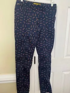 Vintage LOLE Size 8 Slacks Pants Navy Blue w/Square Designs Low Waisted - Picture 1 of 6