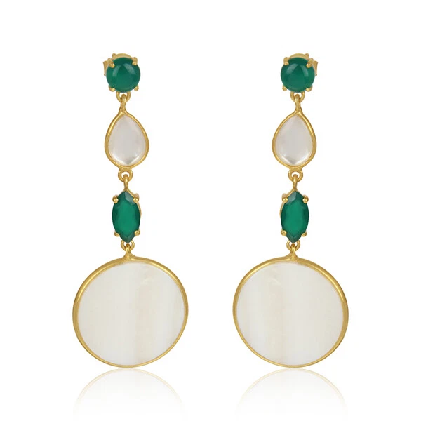 Pendientes de plata de ley 925 enchapados en oro de 18 quilates con piedras preciosas de madreperla Foto 1 de 3