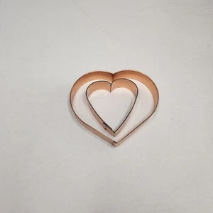 Heart Valentine Love Set/2 Copper Cookie Cutters 4.5 & 3 IN VTG Primitive Baking - Picture 1 of 8