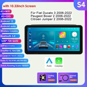 Radio Coche 10.33" Android 12 Para Fiat Ducato/Peugeot Boxer/Citroen Jumper WIFI 32 - Imagen 1 de 24