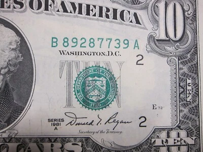 1981A $10 FRN #B89287739A - Image 1 of 4