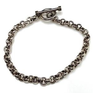 Signed CII Mexico Sterling Silver Circle Link Toggle Bracelet - Picture 1 of 4