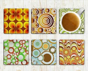 Juego de seis posavasos retro para bebidas absorbentes antideslizantes de neopreno antideslizantes antideslizantes - Imagen 1 de 8