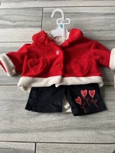 Girls Valentines Day 3 Piece Set Size 0-3 Months Ref Black & Cream Outfit F8 - Picture 1 of 6