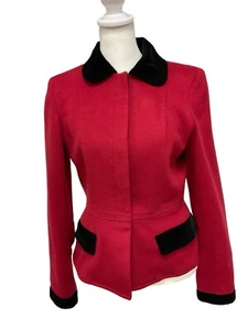 Austin Reed Of London Kashmir Fuchsia Jacket With Black Velvet Trim - Size XS - Picture 1 of 5