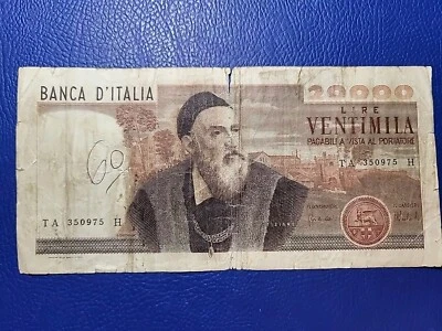 Italia 20000 Ventimila Lira Lira P104 1975 Tiziano Vecellio Raro Foto 1 de 2